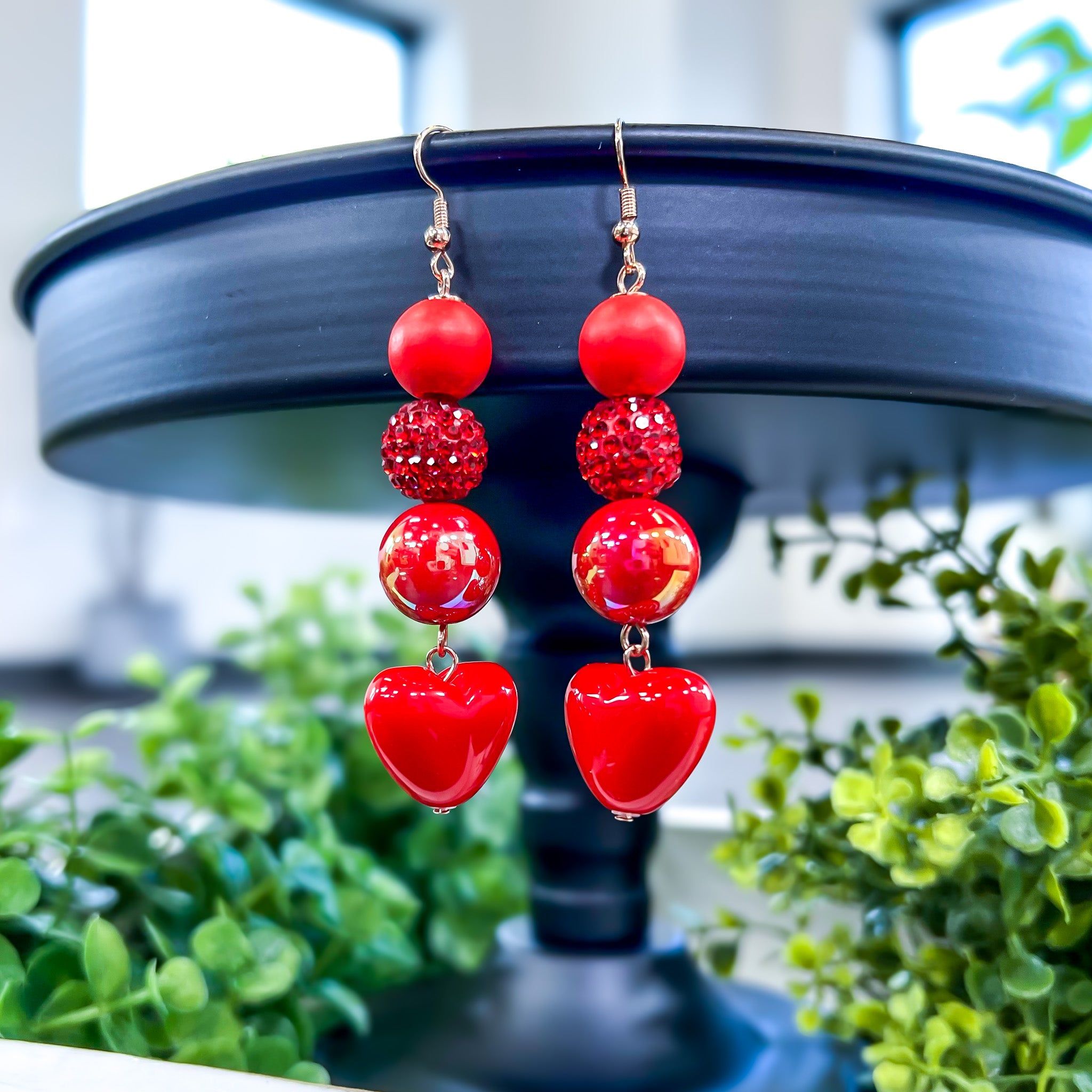 Red Layered Heart Earrings sold by ZZs product image thumbnail 4
