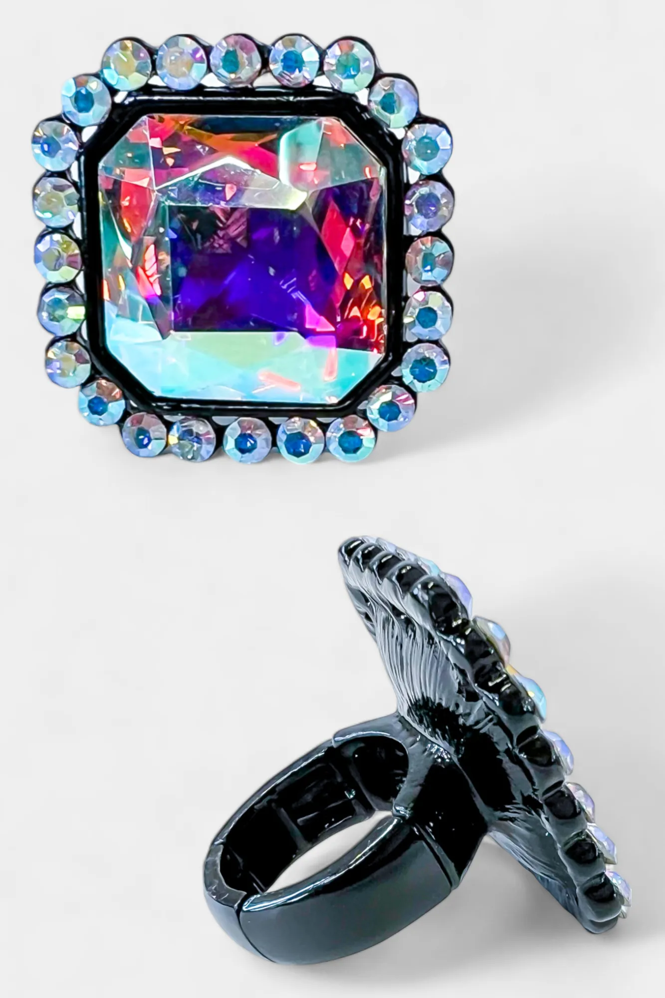 Black Square Stone Stretch Ring sold by ZZs product image thumbnail 2