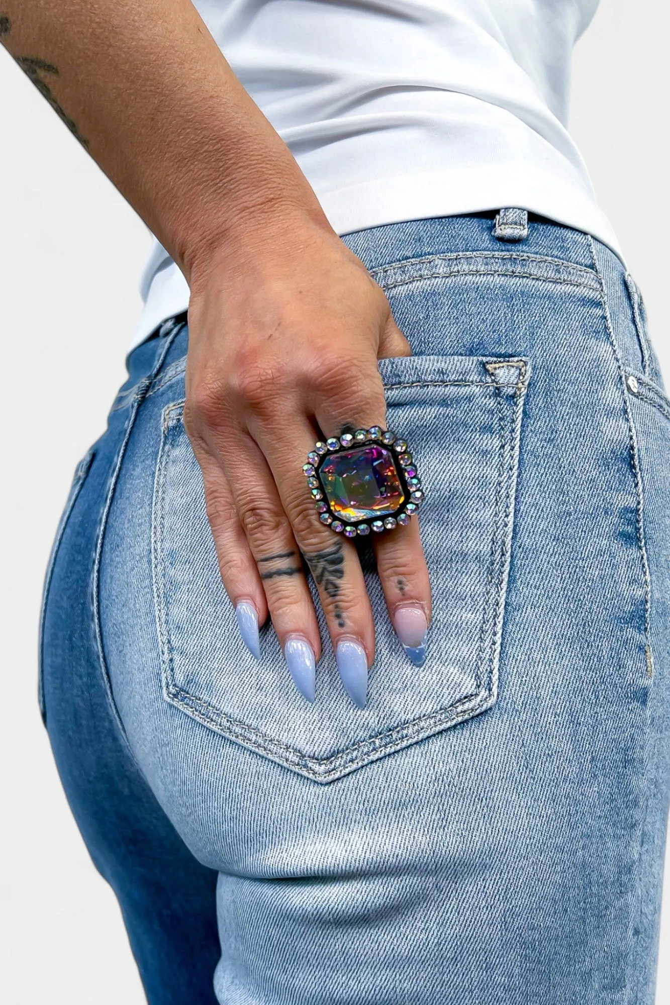 Black Square Stone Stretch Ring sold by ZZs product image thumbnail 3