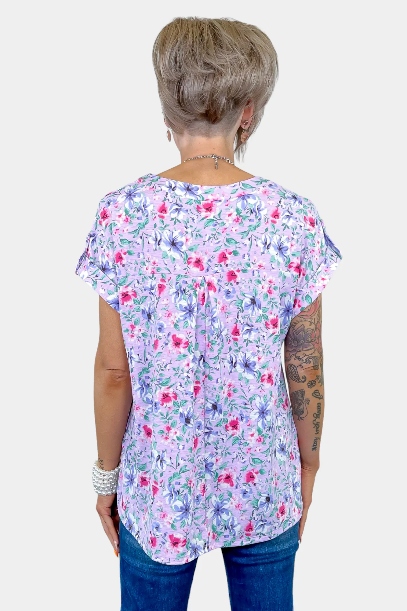 Lavender Floral Lizzy Short Sleeve Top sold by ZZs product image thumbnail 5