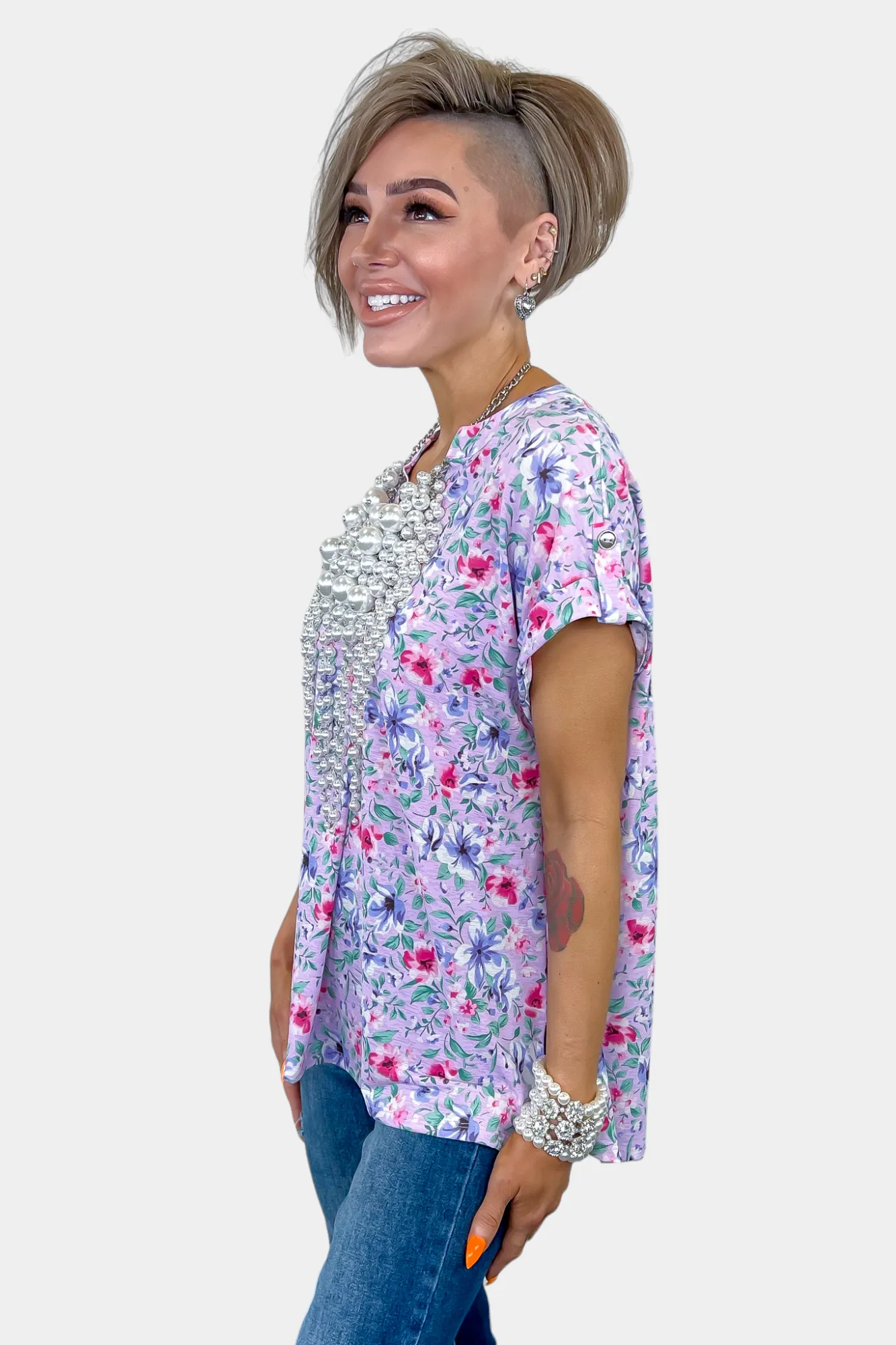 Lavender Floral Lizzy Short Sleeve Top sold by ZZs product image thumbnail 4