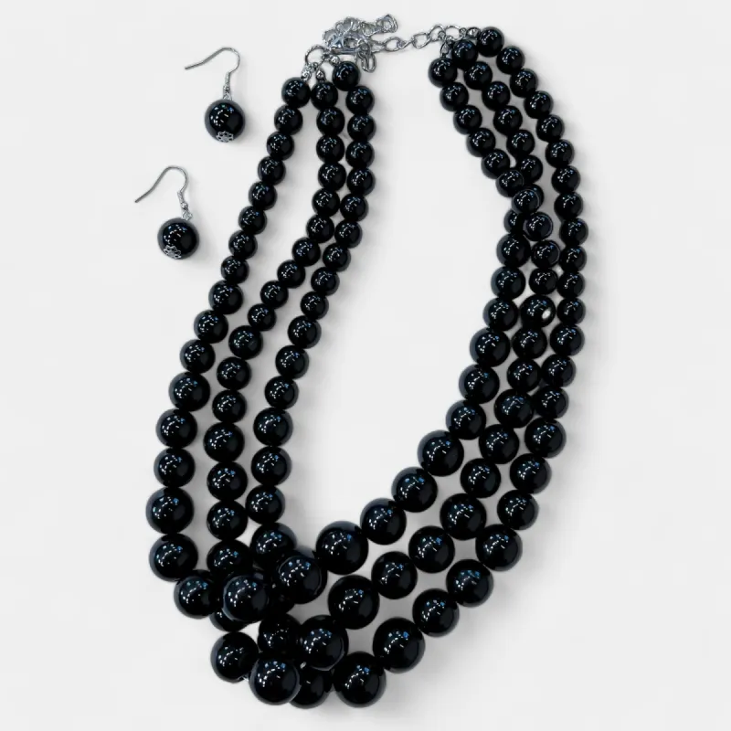 Black Pearl Layer Necklace Set sold by ZZs