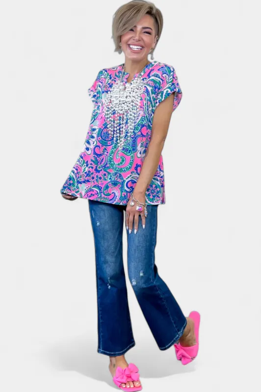 Pink & Blue Lizzy Short Sleeve Top [NO RETURNS] sold by ZZs