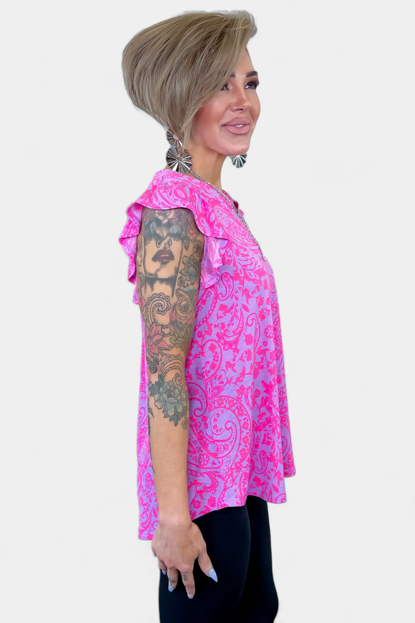 Lavender Paisley Lizzy Flutter Sleeve Top sold by ZZs product image thumbnail 4