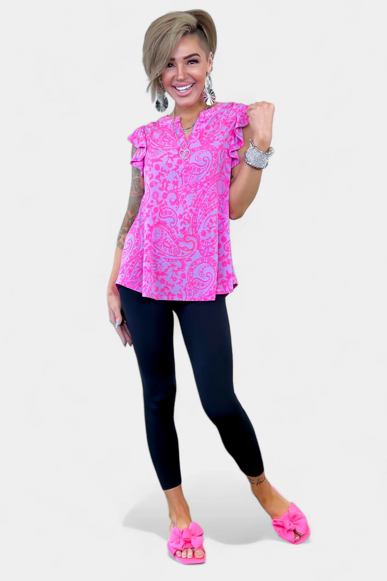 Lavender Paisley Lizzy Flutter Sleeve Top sold by ZZs product image thumbnail 3
