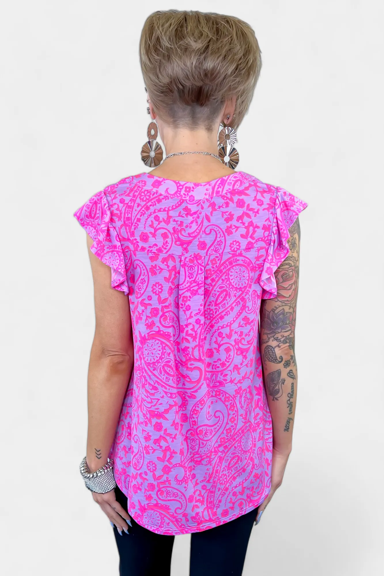 Lavender Paisley Lizzy Flutter Sleeve Top sold by ZZs product image thumbnail 5