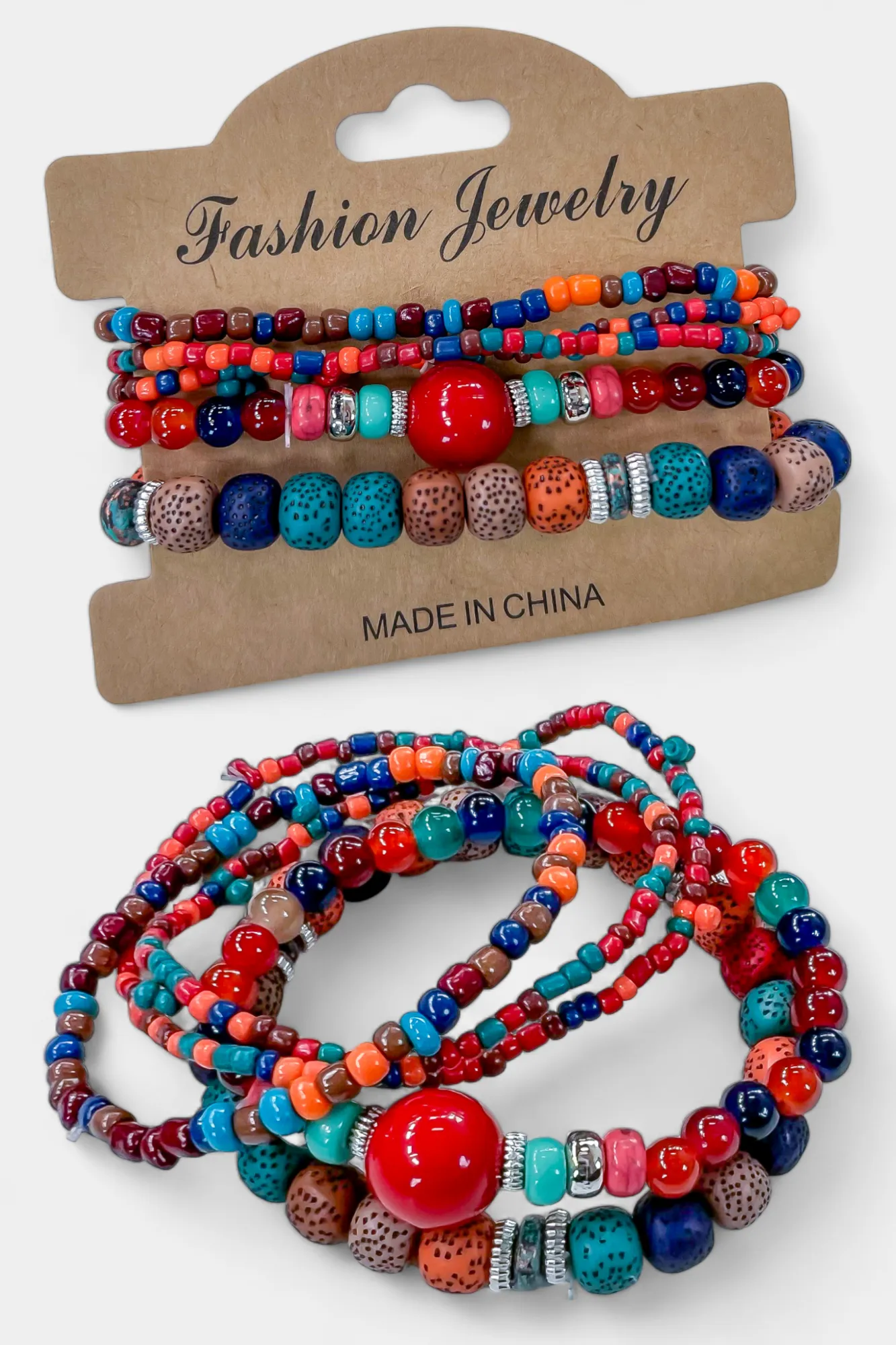Multi Mixed Bead Stretch Bracelet Set sold by ZZs