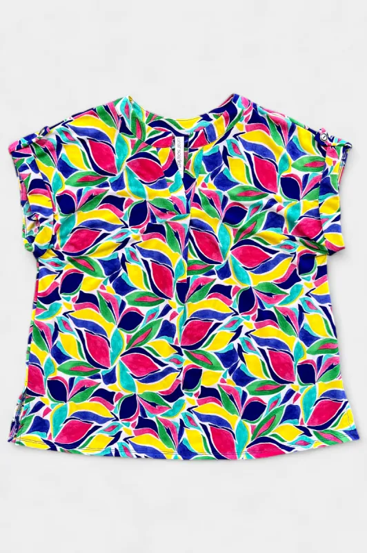 Royal Multi Abstract Lizzy Short Sleeve Top sold by ZZs