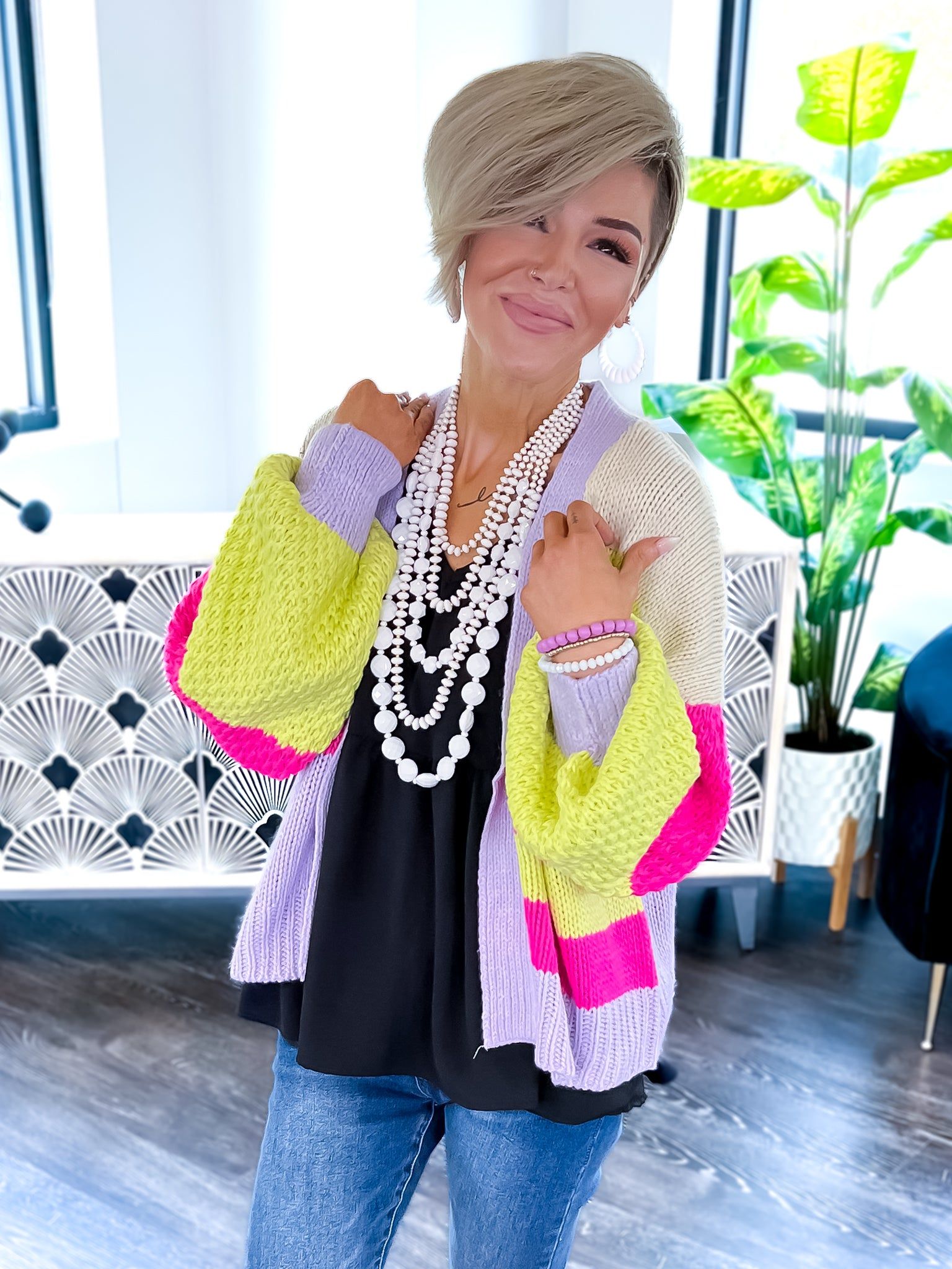 Colorblock Striped Cardigan sold by ZZs product image thumbnail 7