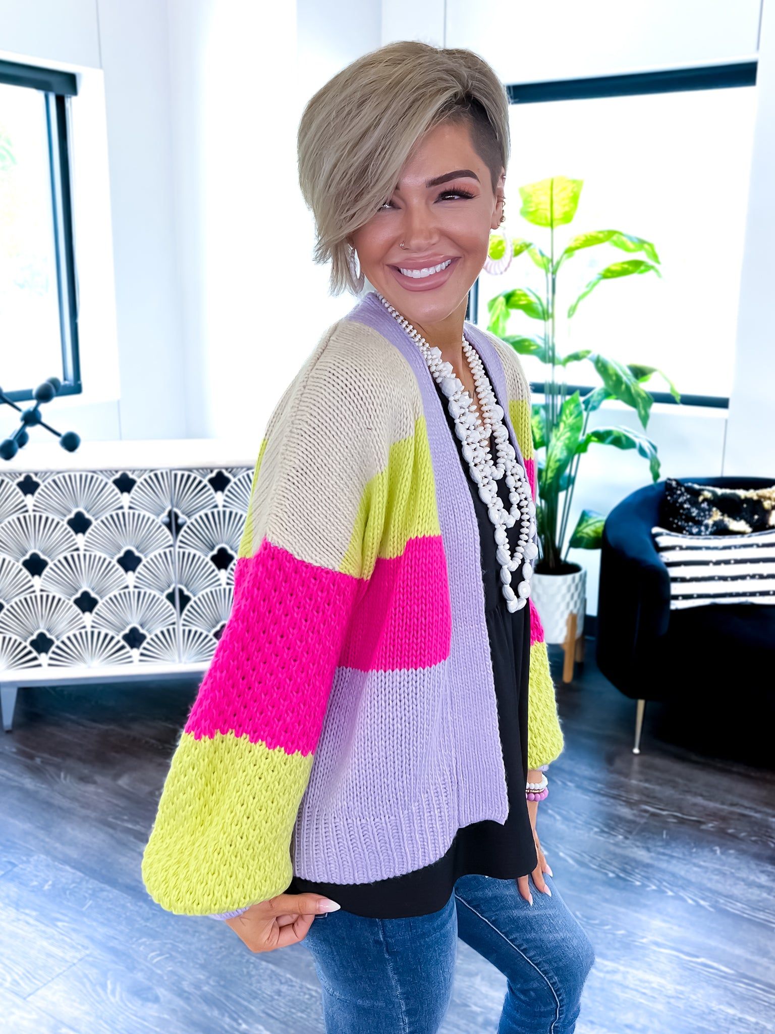 Colorblock Striped Cardigan sold by ZZs product image thumbnail 9