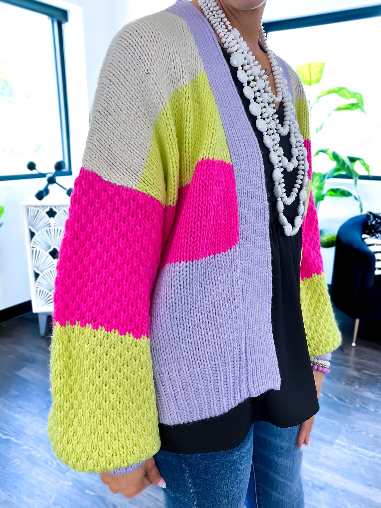 Colorblock Striped Cardigan sold by ZZs product image thumbnail 4