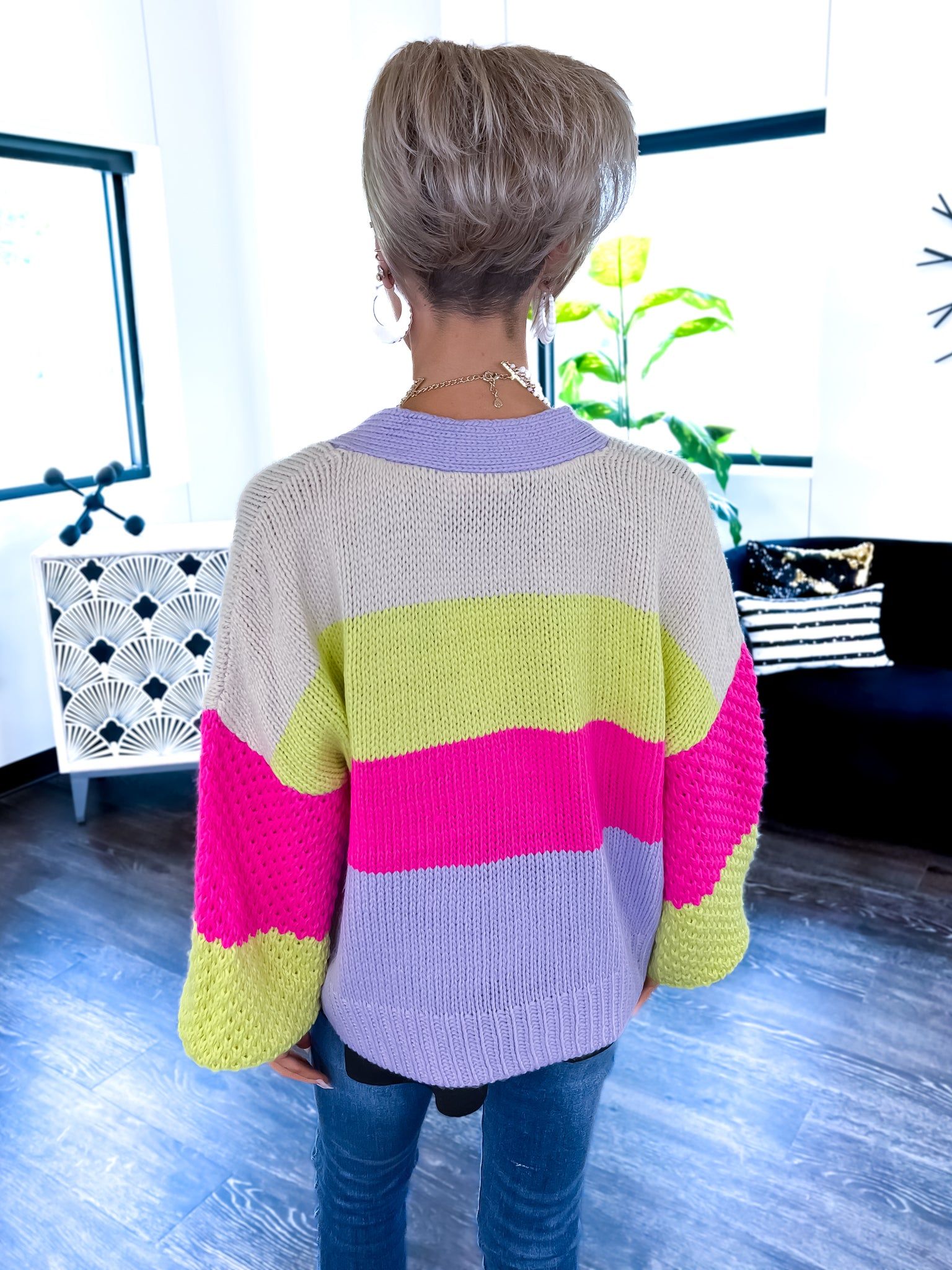 Colorblock Striped Cardigan sold by ZZs product image thumbnail 6