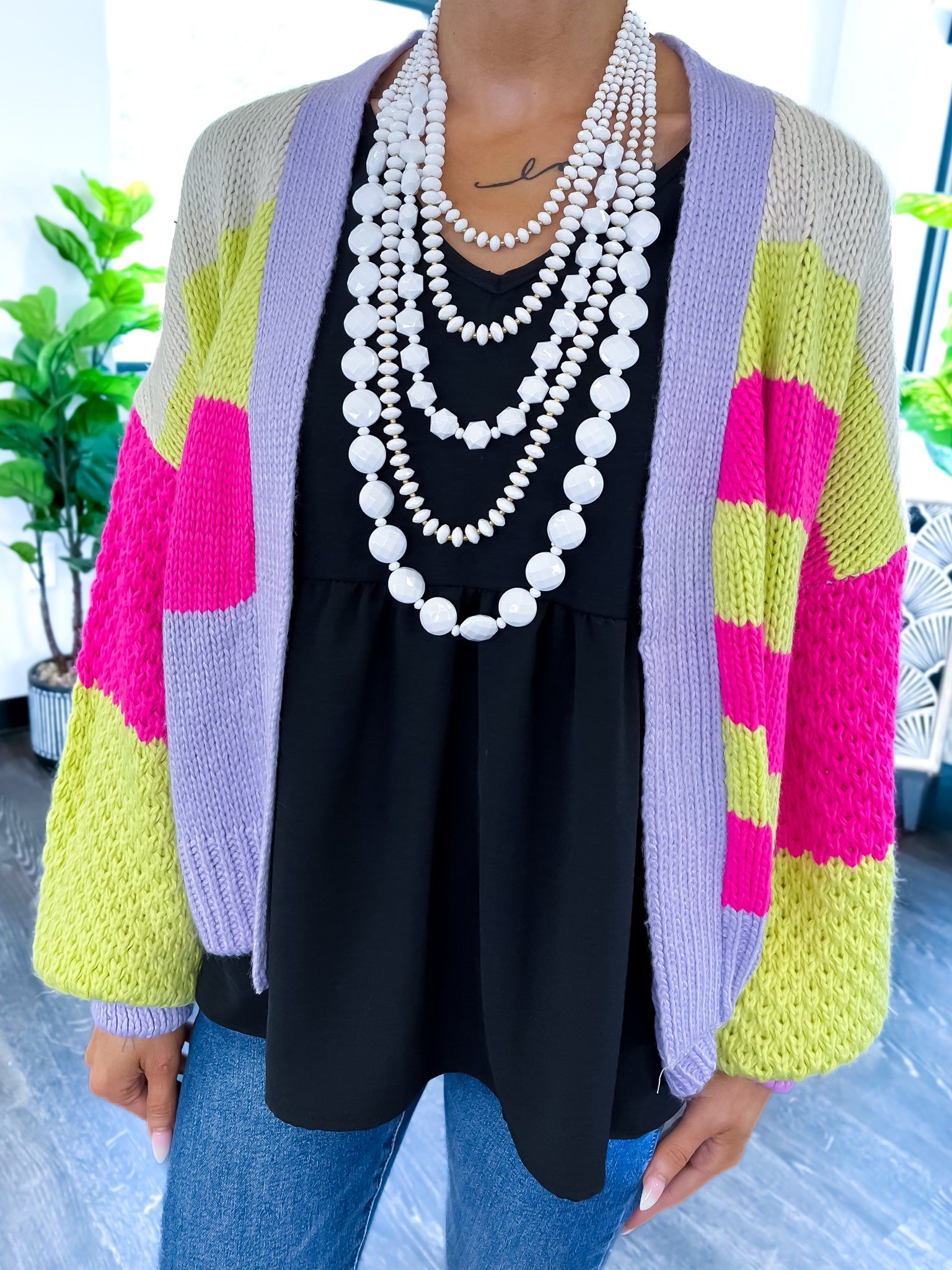 Colorblock Striped Cardigan sold by ZZs