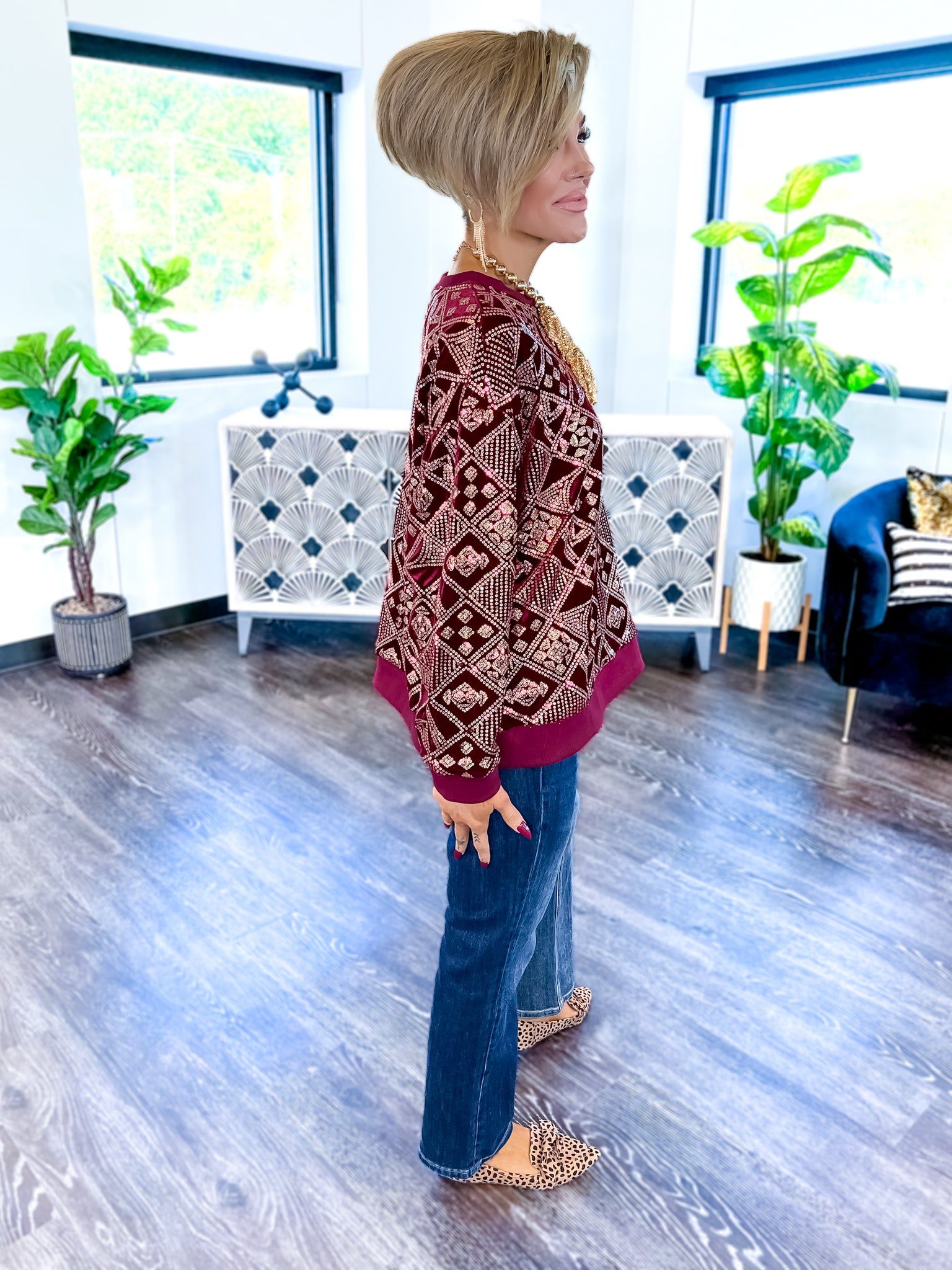 Burgundy Sequin Velvet Top sold by ZZs product image thumbnail 4