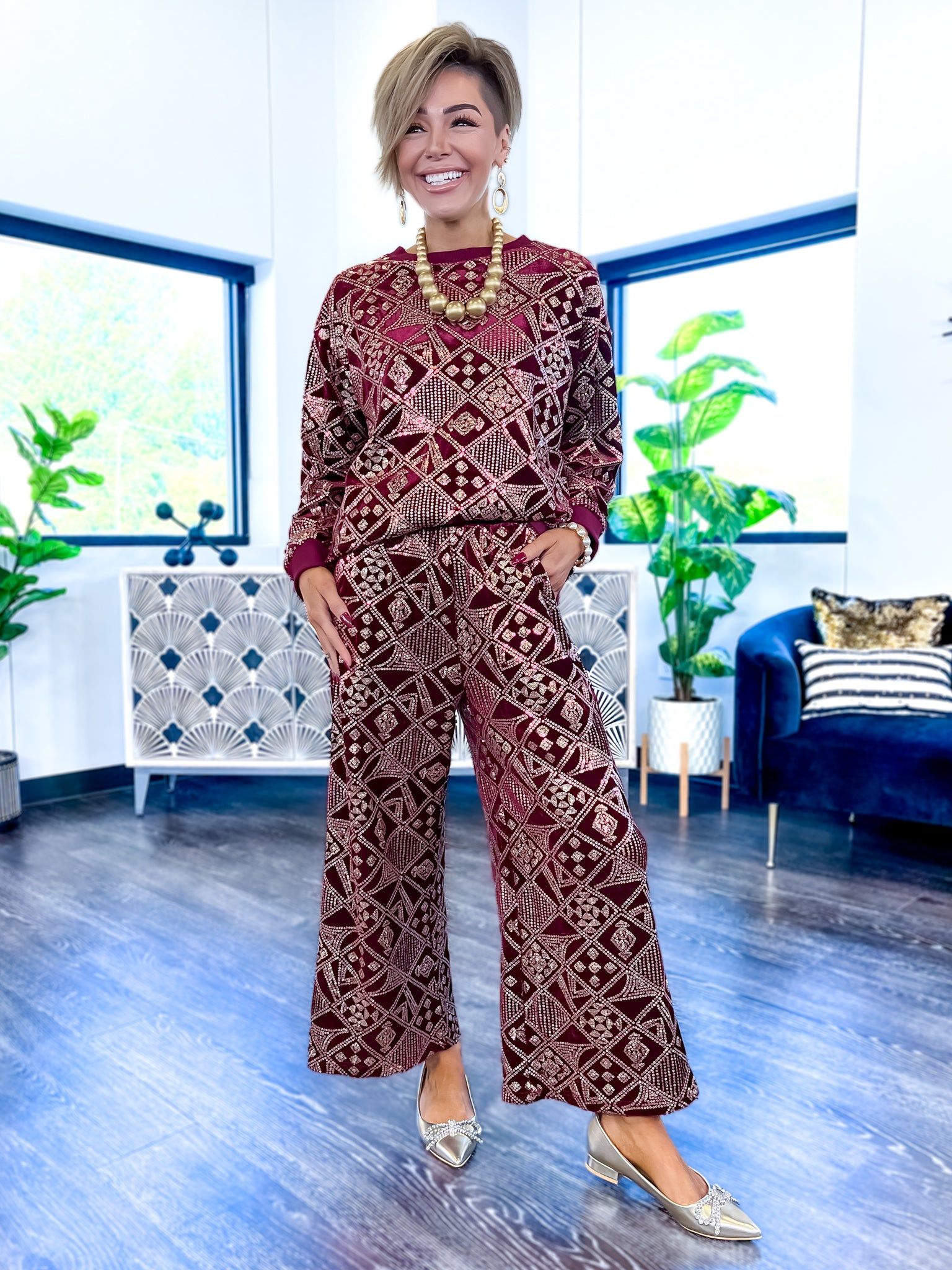 Burgundy Sequin Velvet Top sold by ZZs product image thumbnail 2