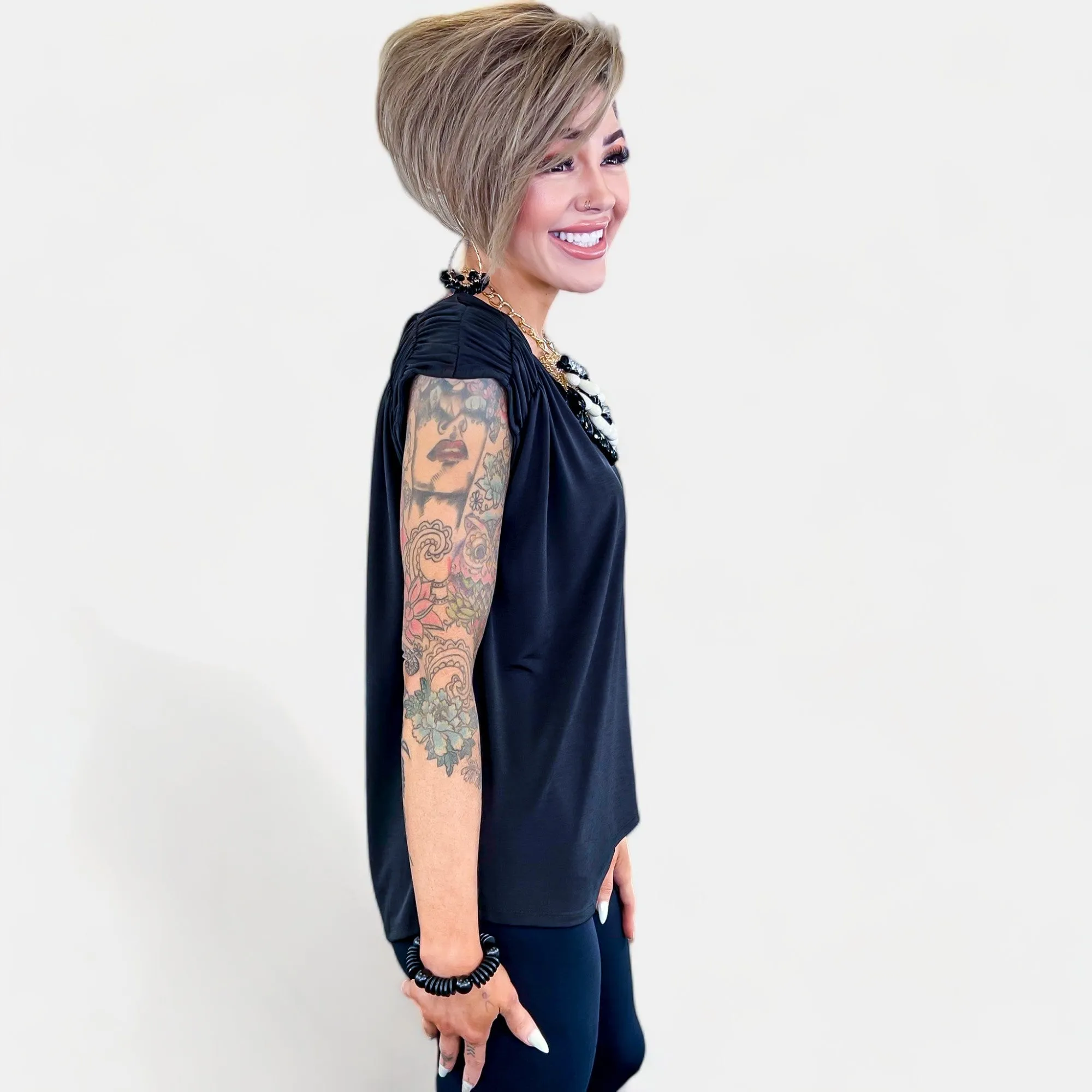 Black V Neck Tie Back Top sold by ZZs product image thumbnail 4