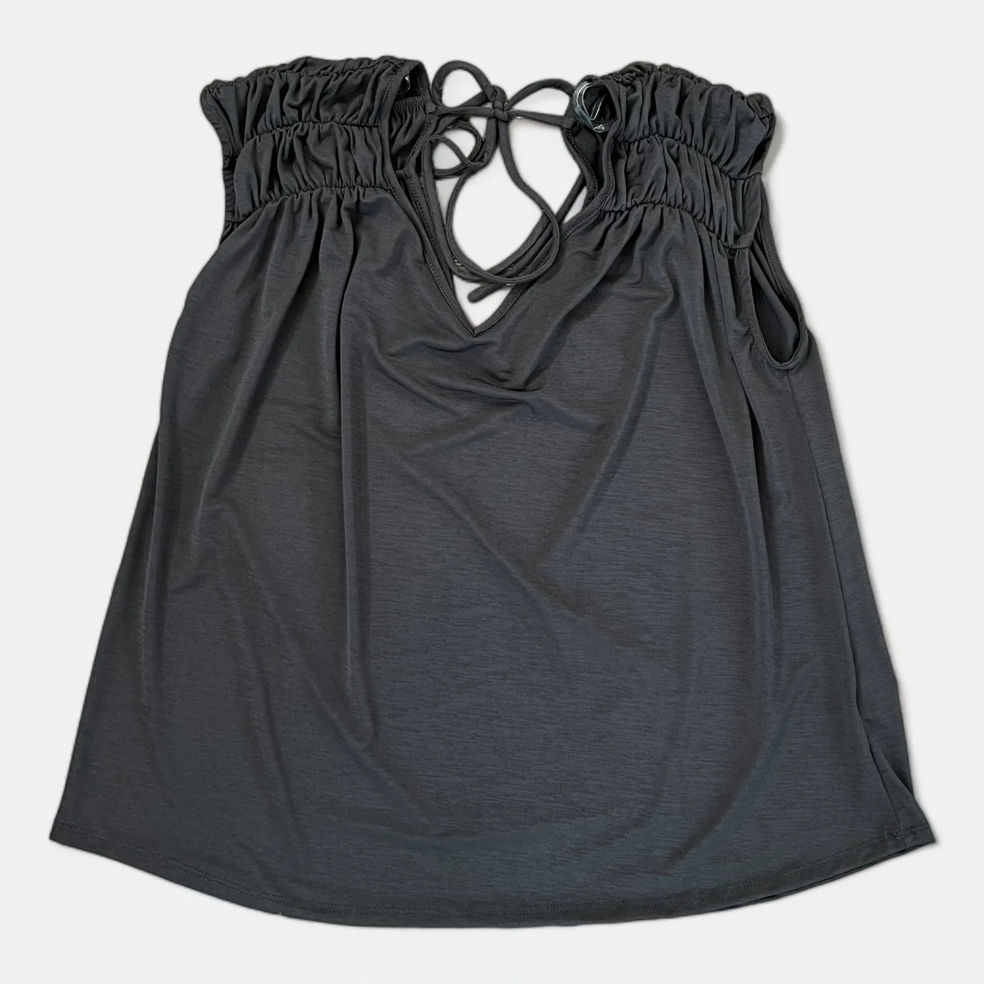 Black V Neck Tie Back Top sold by ZZs product image thumbnail 2