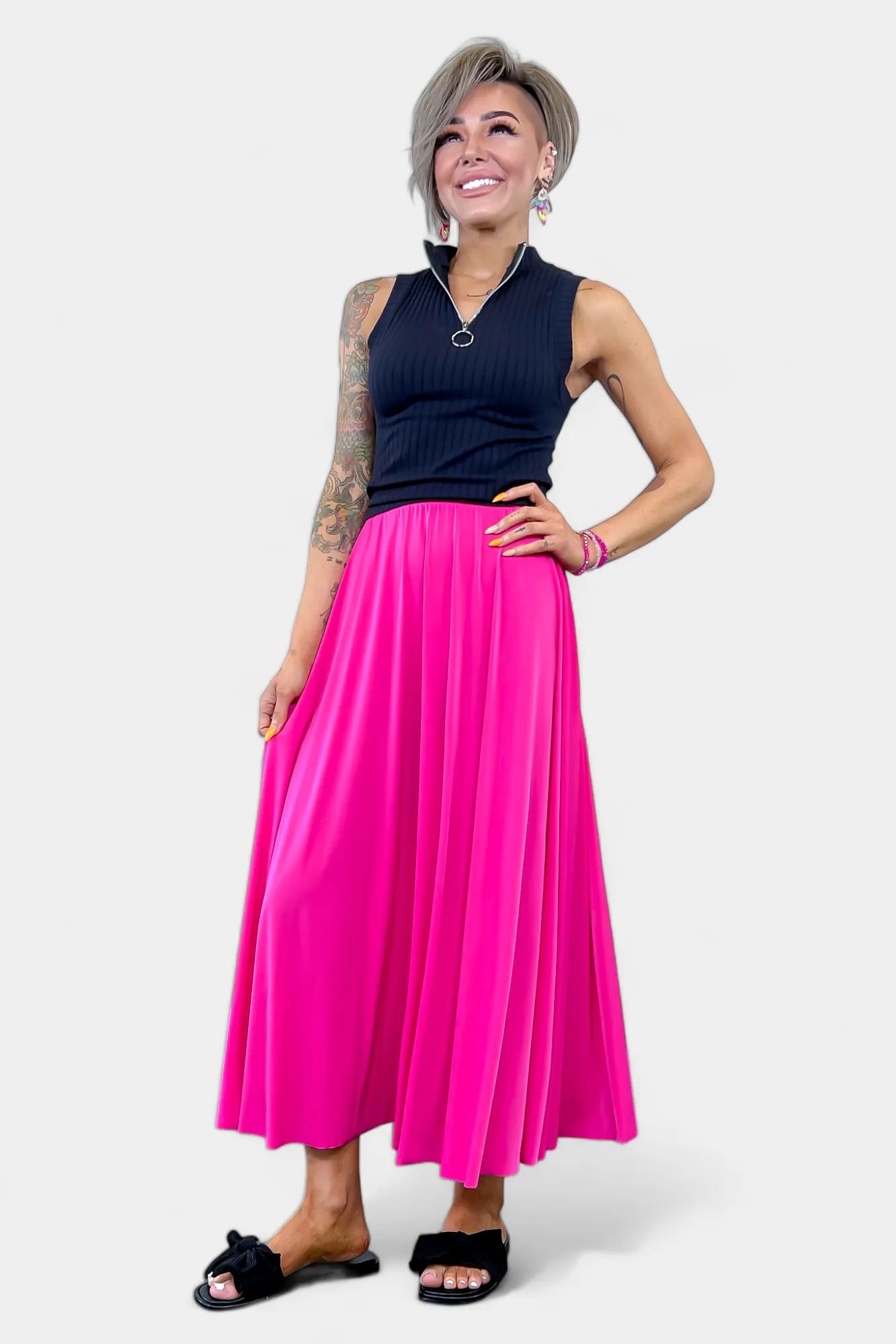Fuchsia Pleated Maxi Skirt sold by ZZs product image thumbnail 4