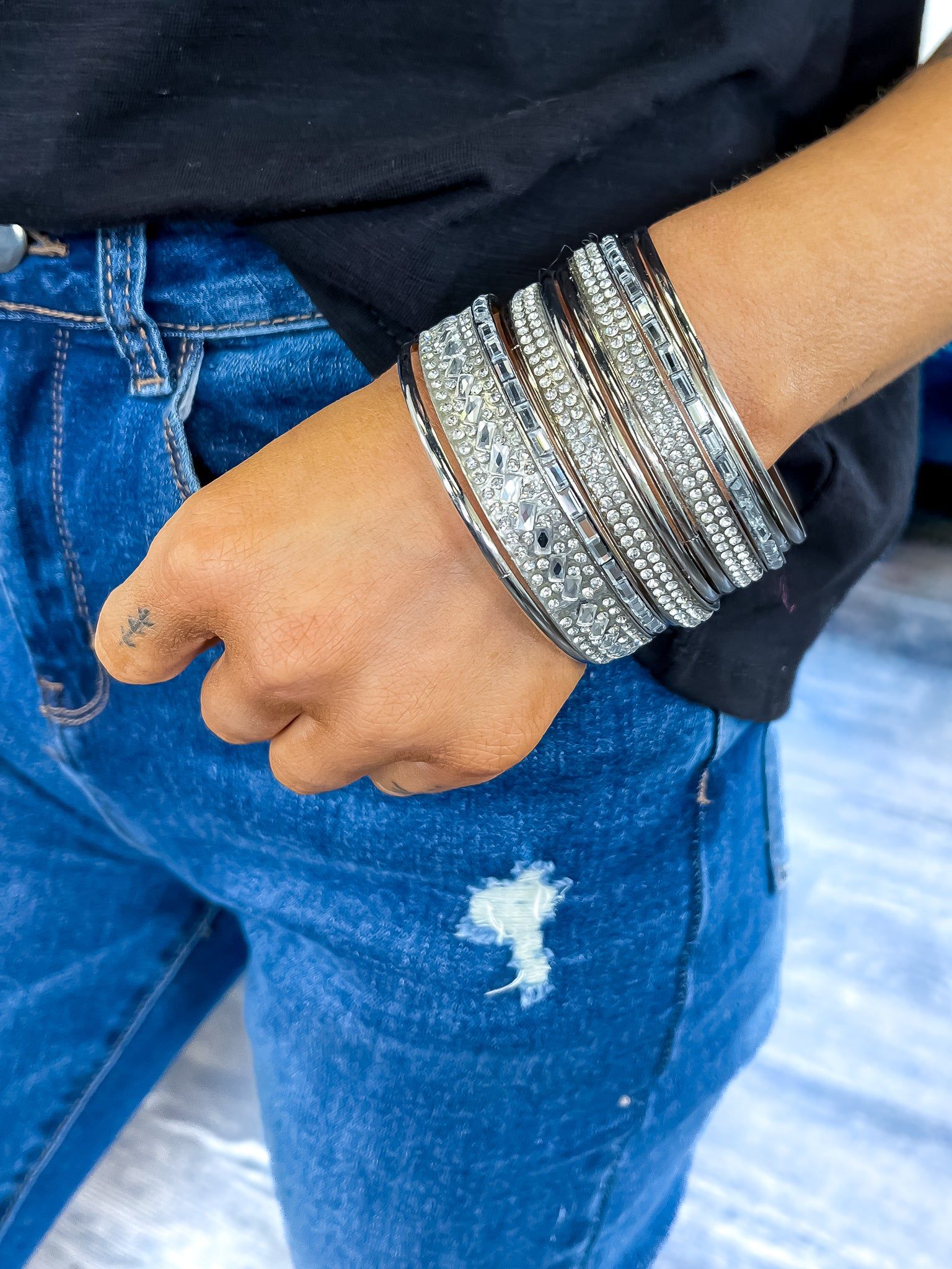 Metal Stone Bangle Bracelets | Silver sold by ZZs product image thumbnail 4