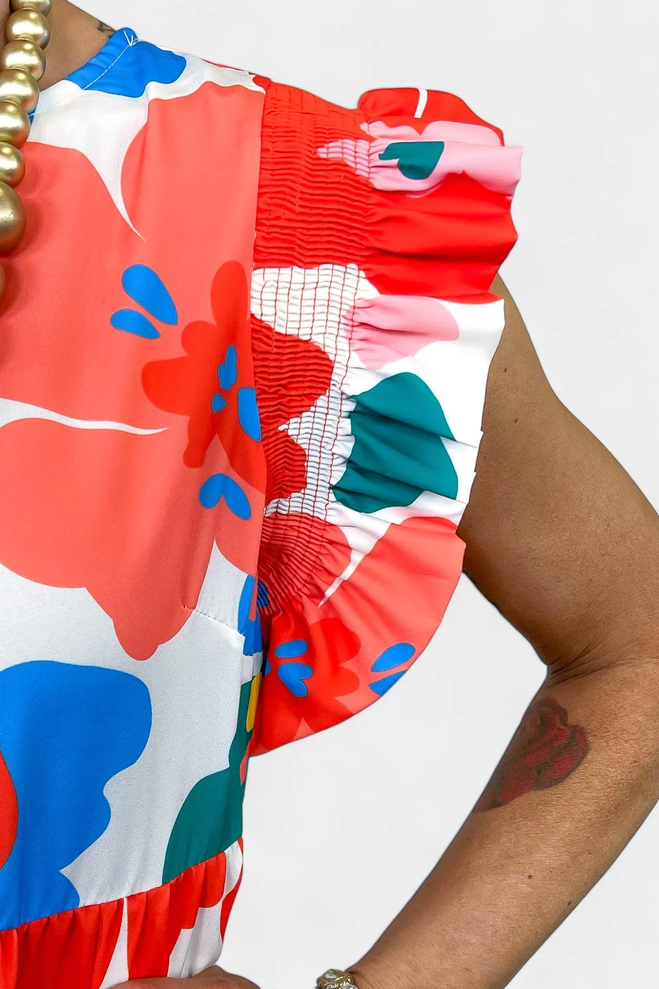 Coral Floral Frill Dress sold by ZZs product image thumbnail 5