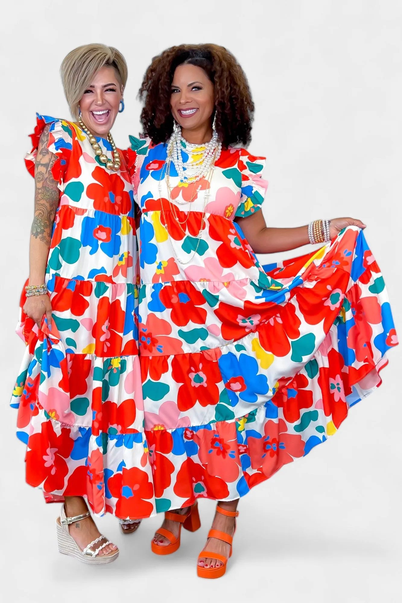 Coral Floral Frill Dress sold by ZZs product image thumbnail 2