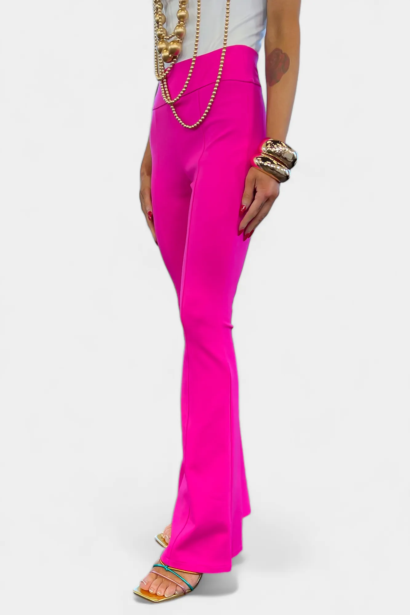 Hot Pink High Waisted Flare Pants sold by ZZs product image thumbnail 3