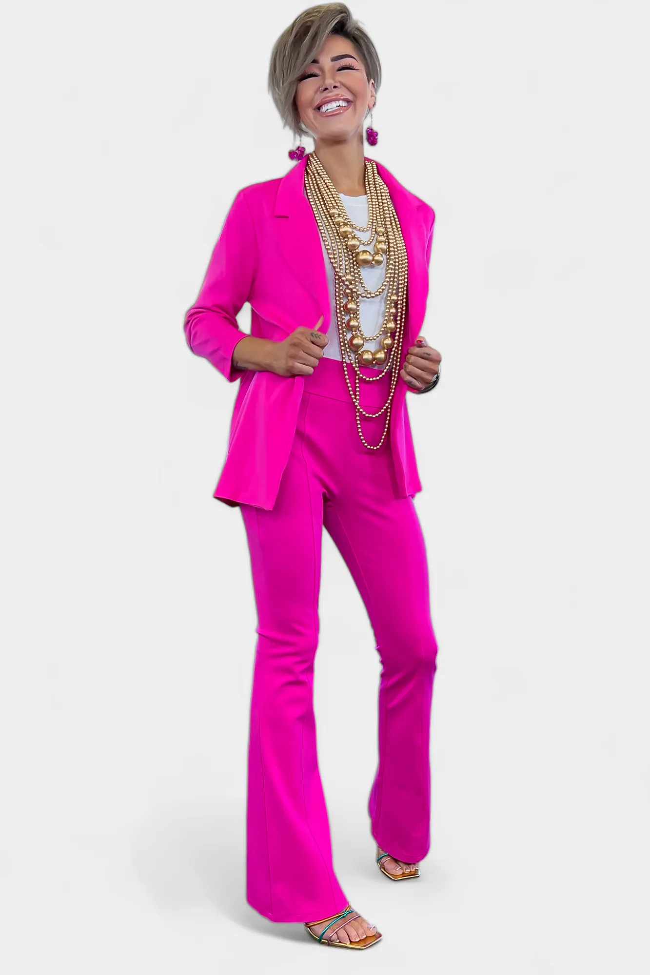 Hot Pink High Waisted Flare Pants sold by ZZs product image thumbnail 5