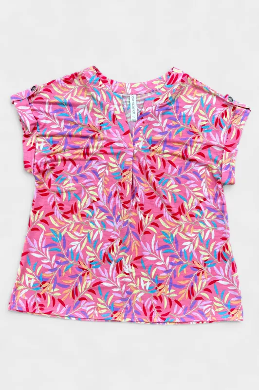 Coral Floral Lizzy Short Sleeve Top sold by ZZs