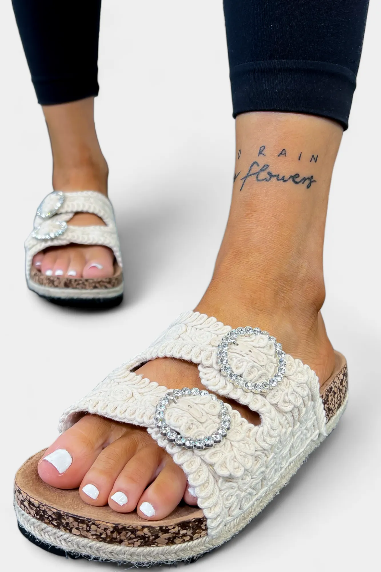 Beige Knit Slip On Sandals sold by ZZs product image thumbnail 2