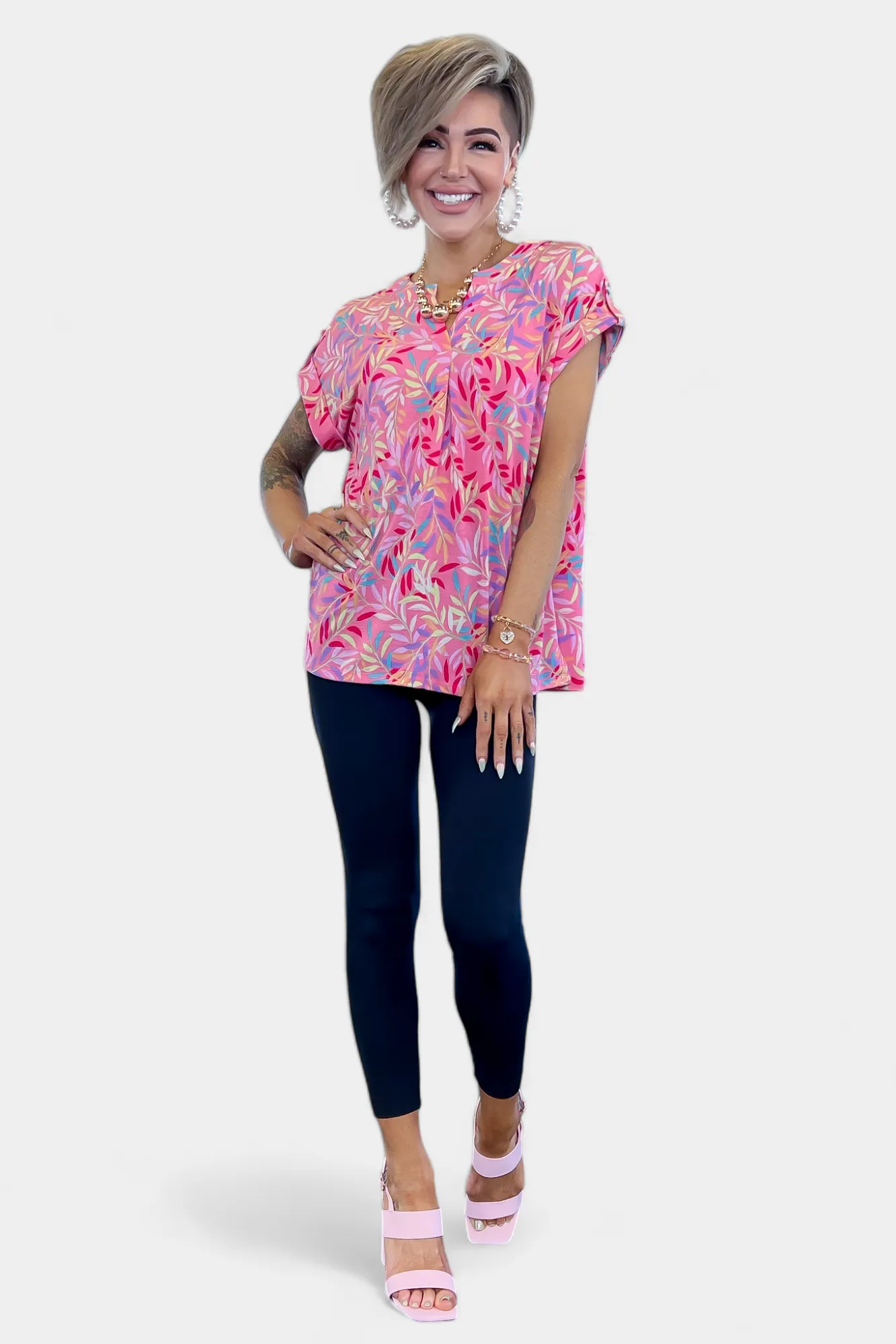 Coral Floral Lizzy Short Sleeve Top sold by ZZs product image thumbnail 2