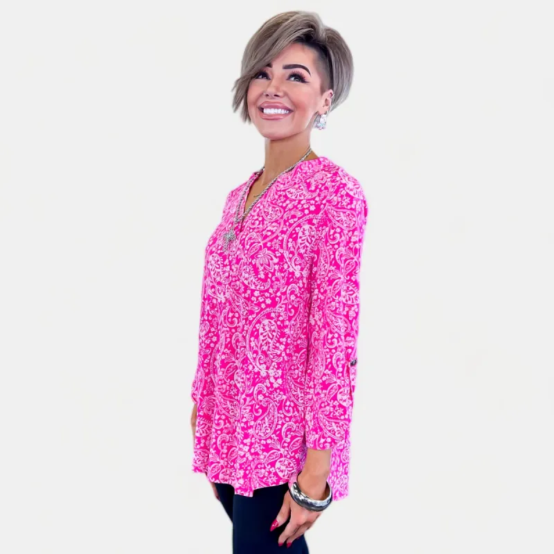 Hot Pink Paisley Lizzy Top sold by ZZs