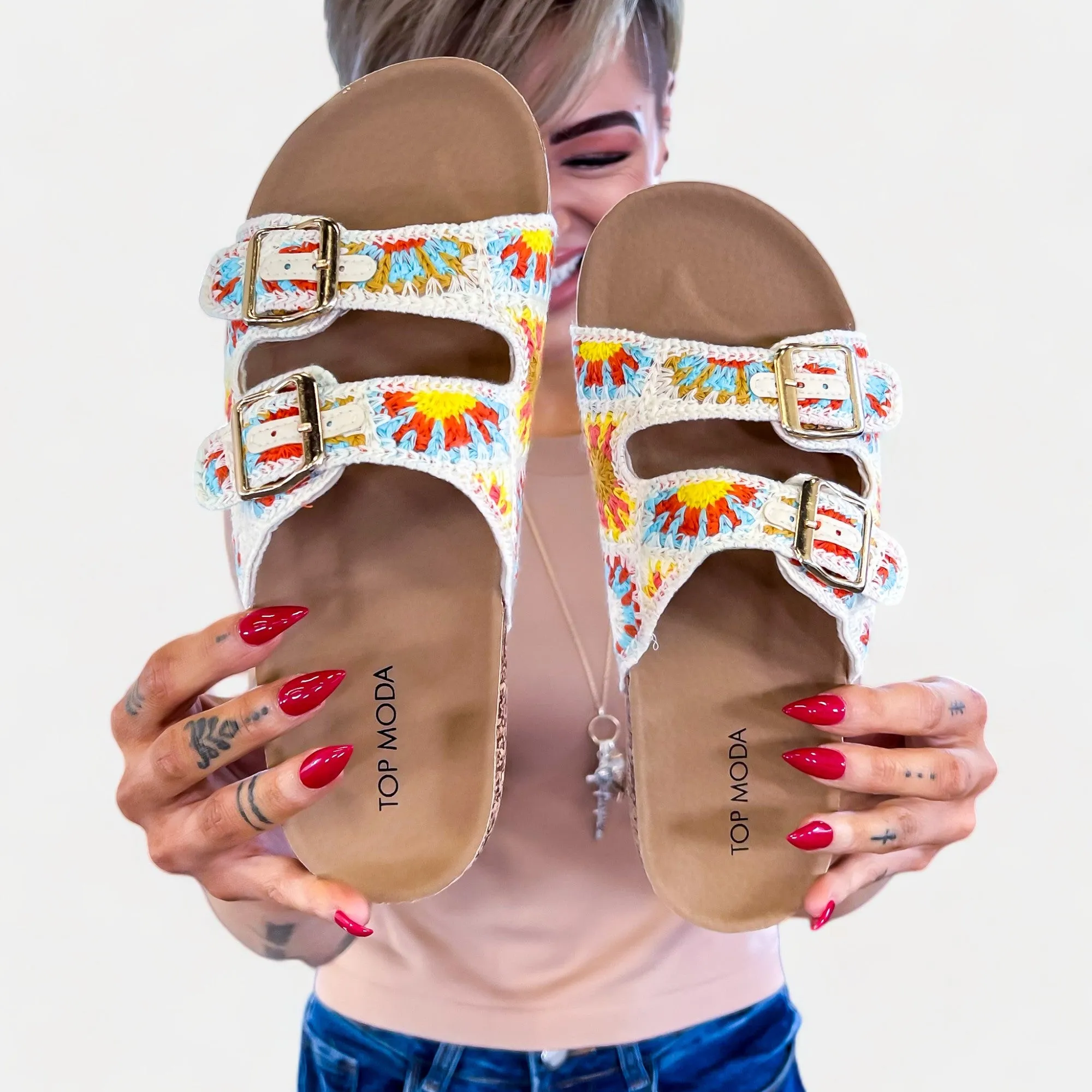 Beige Crochet Slip On Sandals sold by ZZs product image thumbnail 5