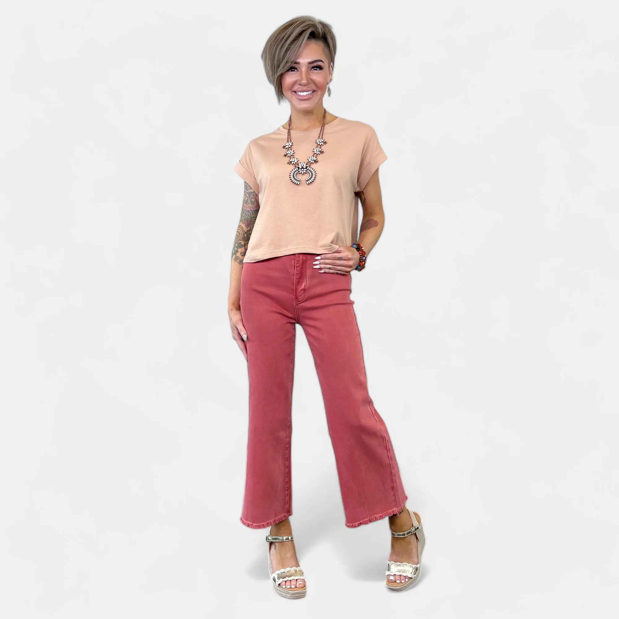 Beige Short Sleeve Crop Top sold by ZZs