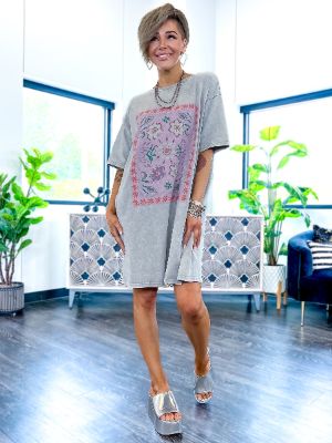 Grey Boho T-shirt Dress sold by ZZs