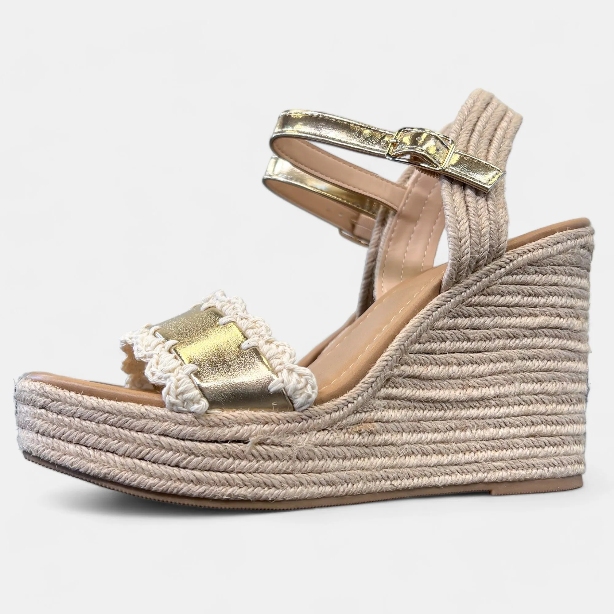 Gold Platform Wedge Sandals sold by ZZs