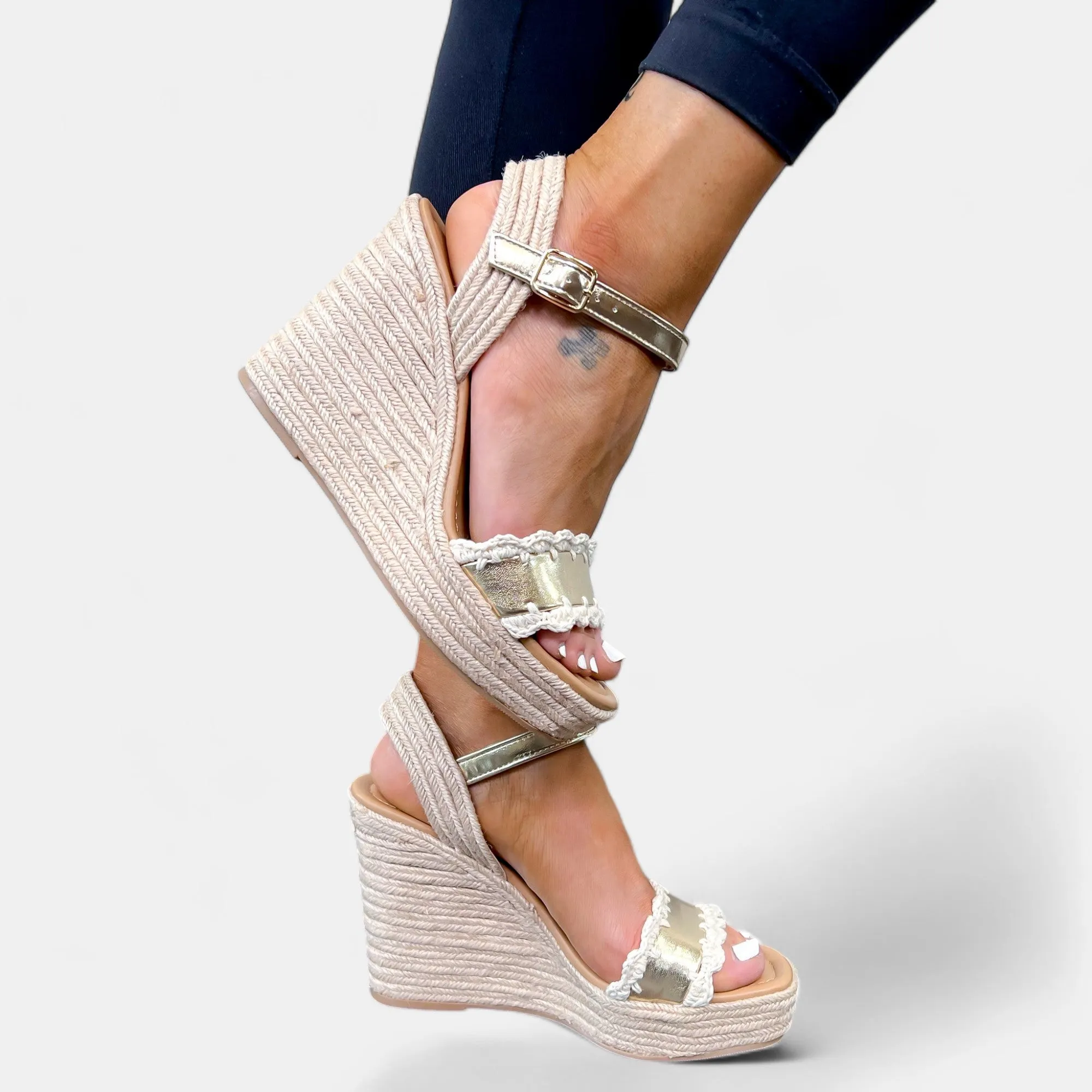 Gold Platform Wedge Sandals sold by ZZs product image thumbnail 4