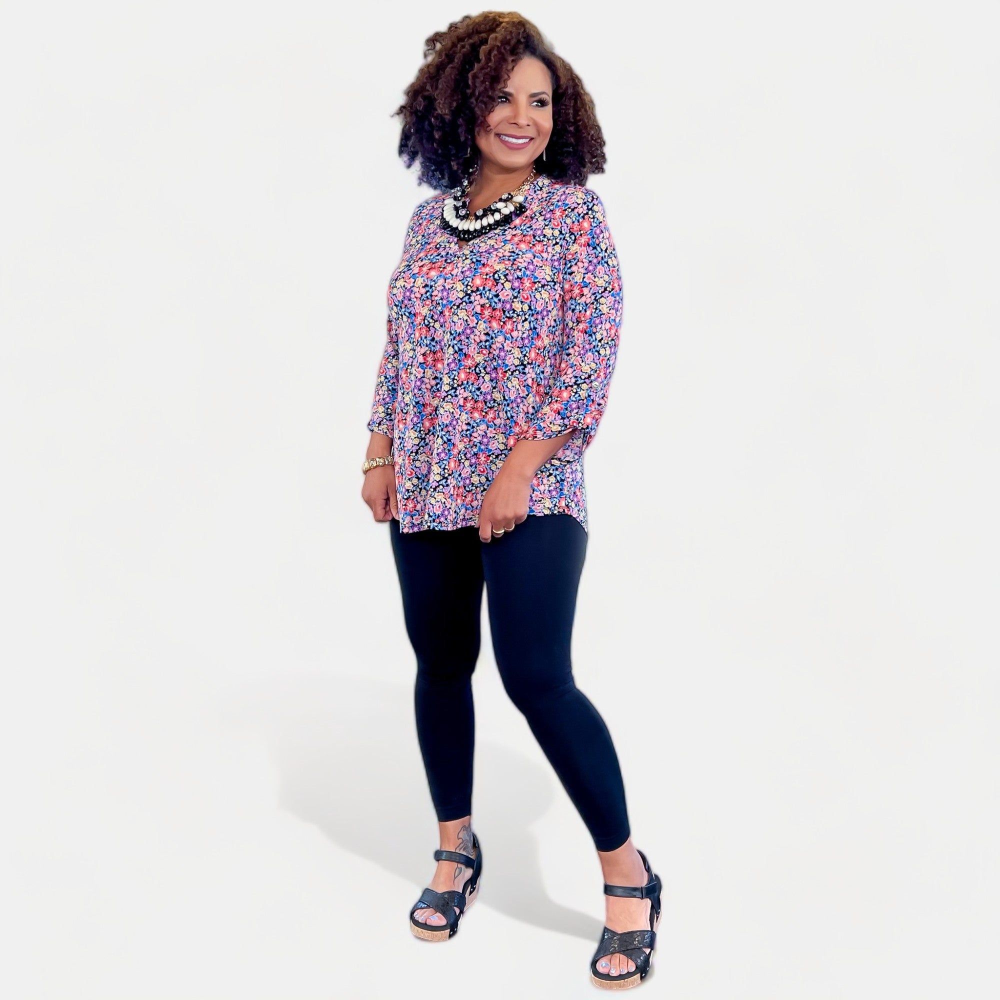 Black Multi Floral Lizzy Top sold by ZZs product image thumbnail 5