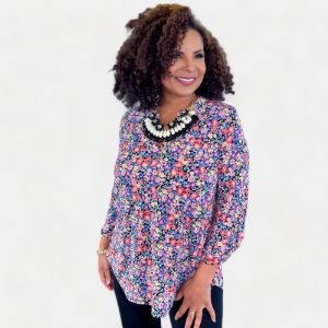 Black Multi Floral Lizzy Top sold by ZZs
