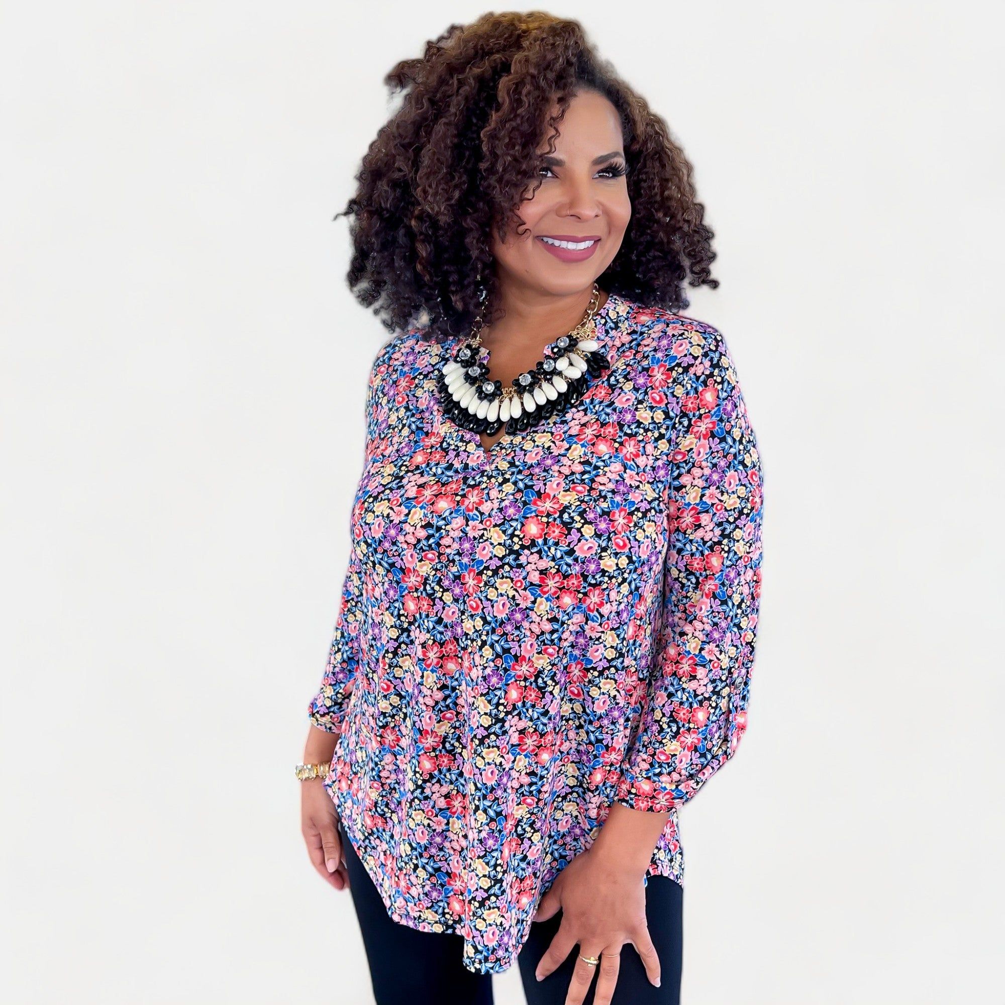 Black Multi Floral Lizzy Top sold by ZZs product image thumbnail 3