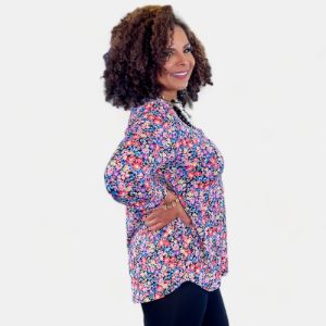 Black Multi Floral Lizzy Top sold by ZZs