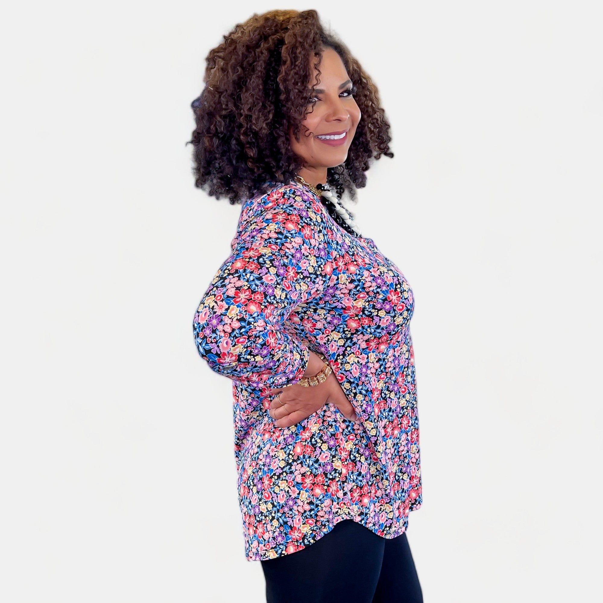 Black Multi Floral Lizzy Top sold by ZZs product image thumbnail 4