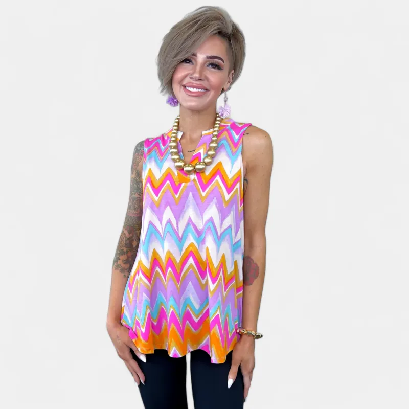 Multi Chevron Lizzy Tank Top [NO RETURNS] sold by ZZs
