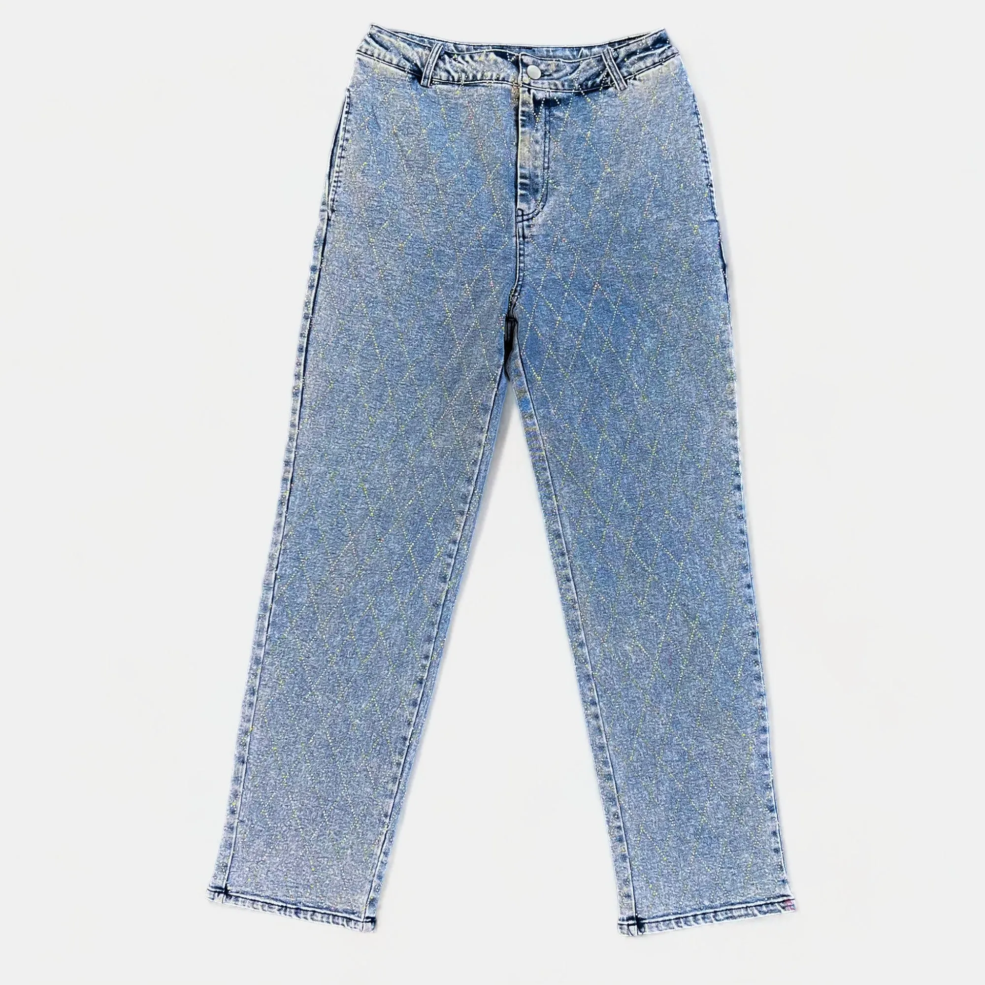 Rhinestone Diamond Denim Crop Pants sold by ZZs product image thumbnail 2