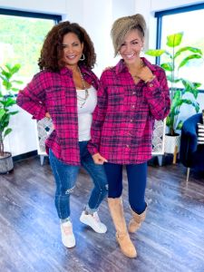 Plaid Shacket | Magenta sold by ZZs