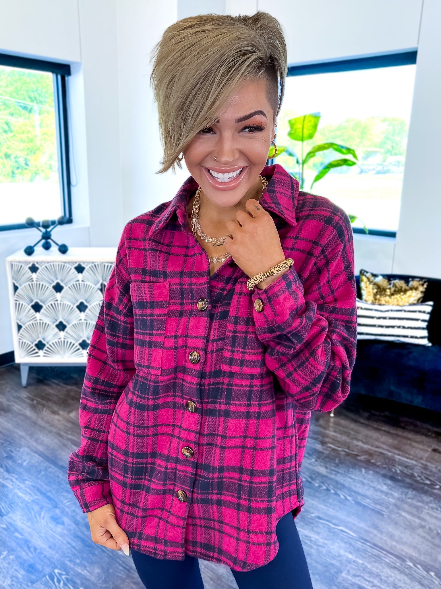 Plaid Shacket | Magenta sold by ZZs product image thumbnail 11