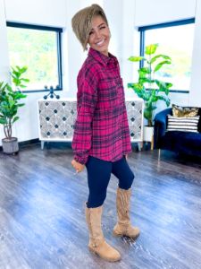Plaid Shacket | Magenta sold by ZZs