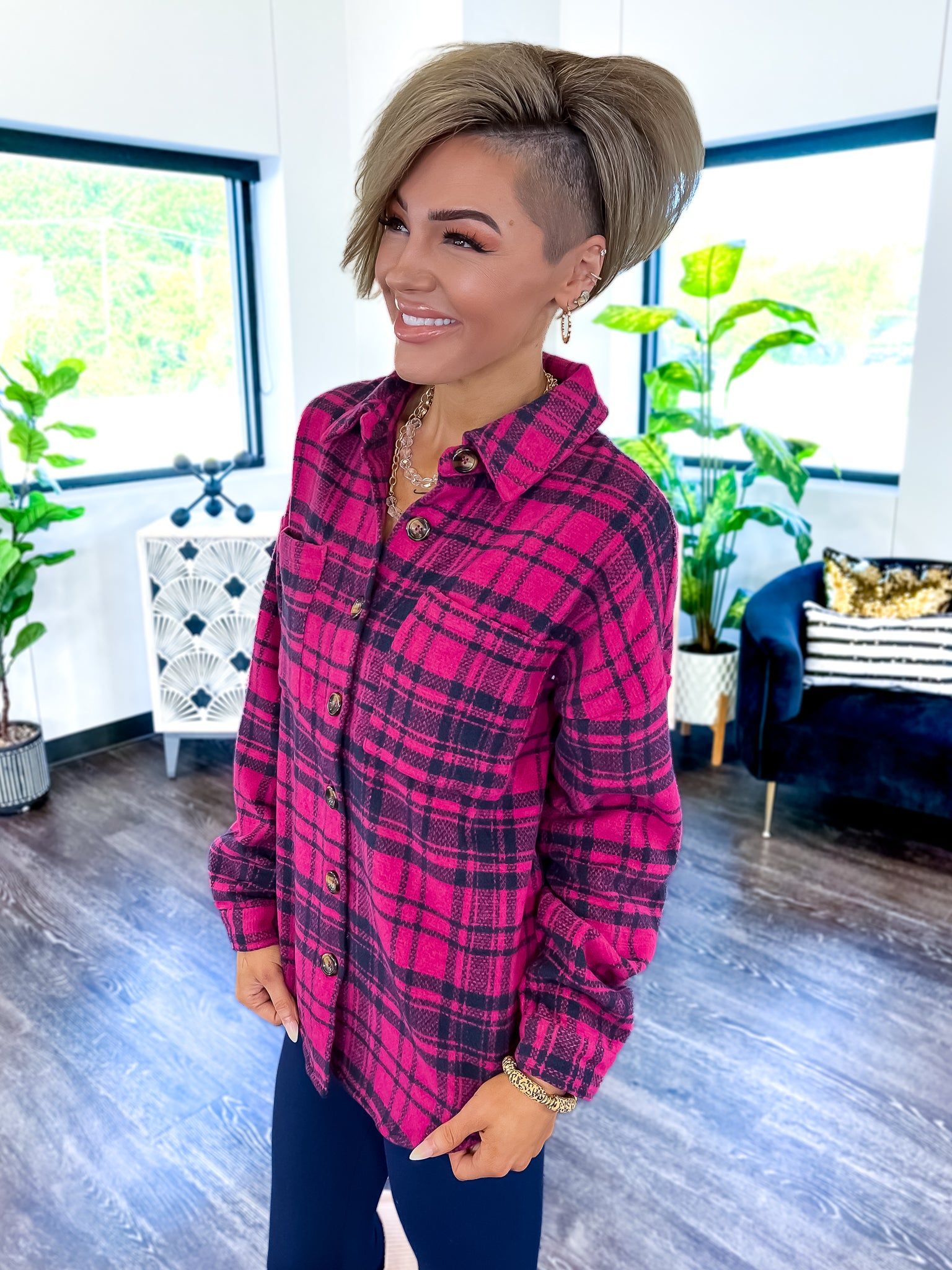Plaid Shacket | Magenta sold by ZZs product image thumbnail 9