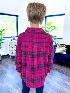 Plaid Shacket | Magenta sold by ZZs