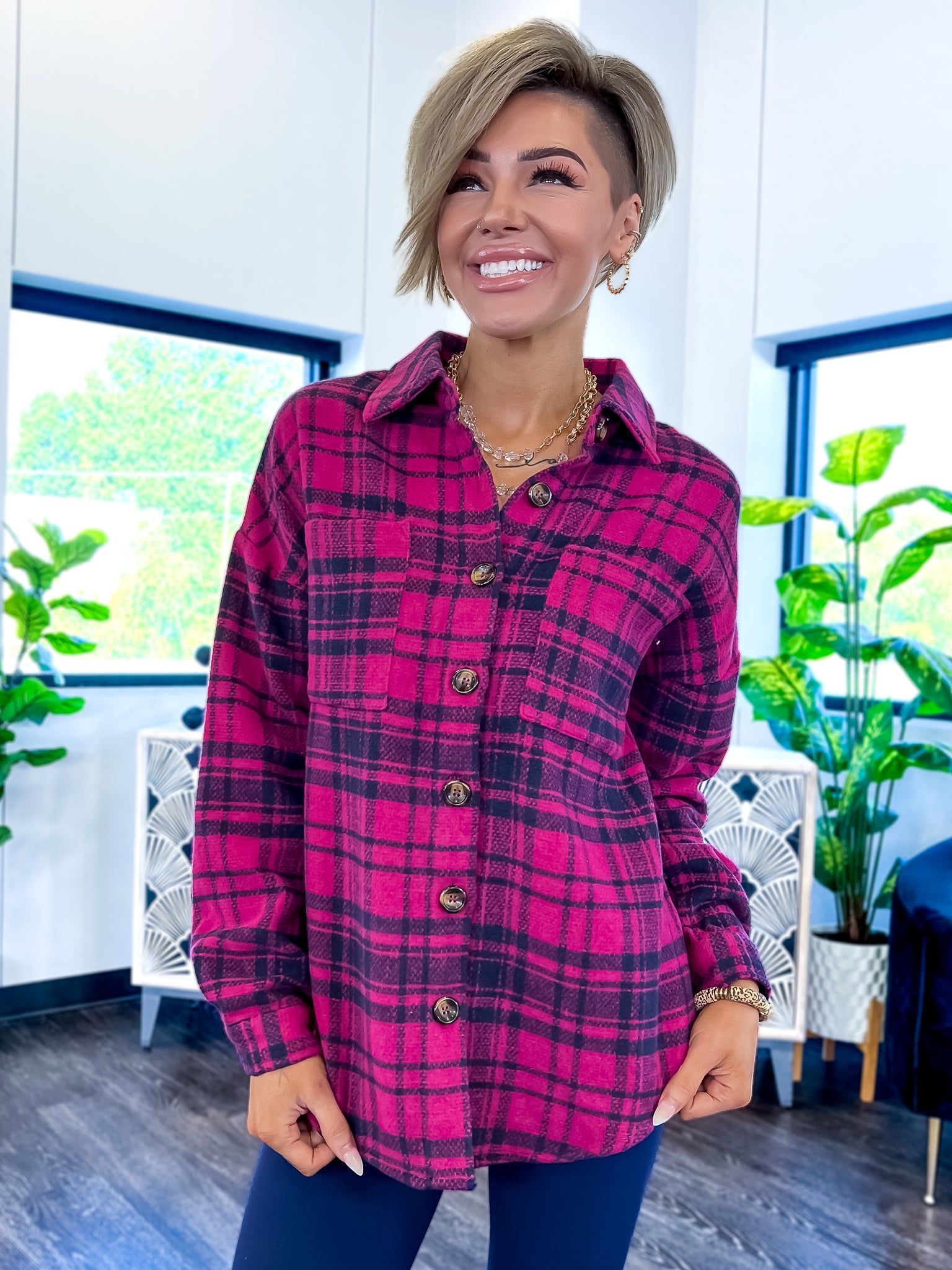 Plaid Shacket | Magenta sold by ZZs product image thumbnail 7
