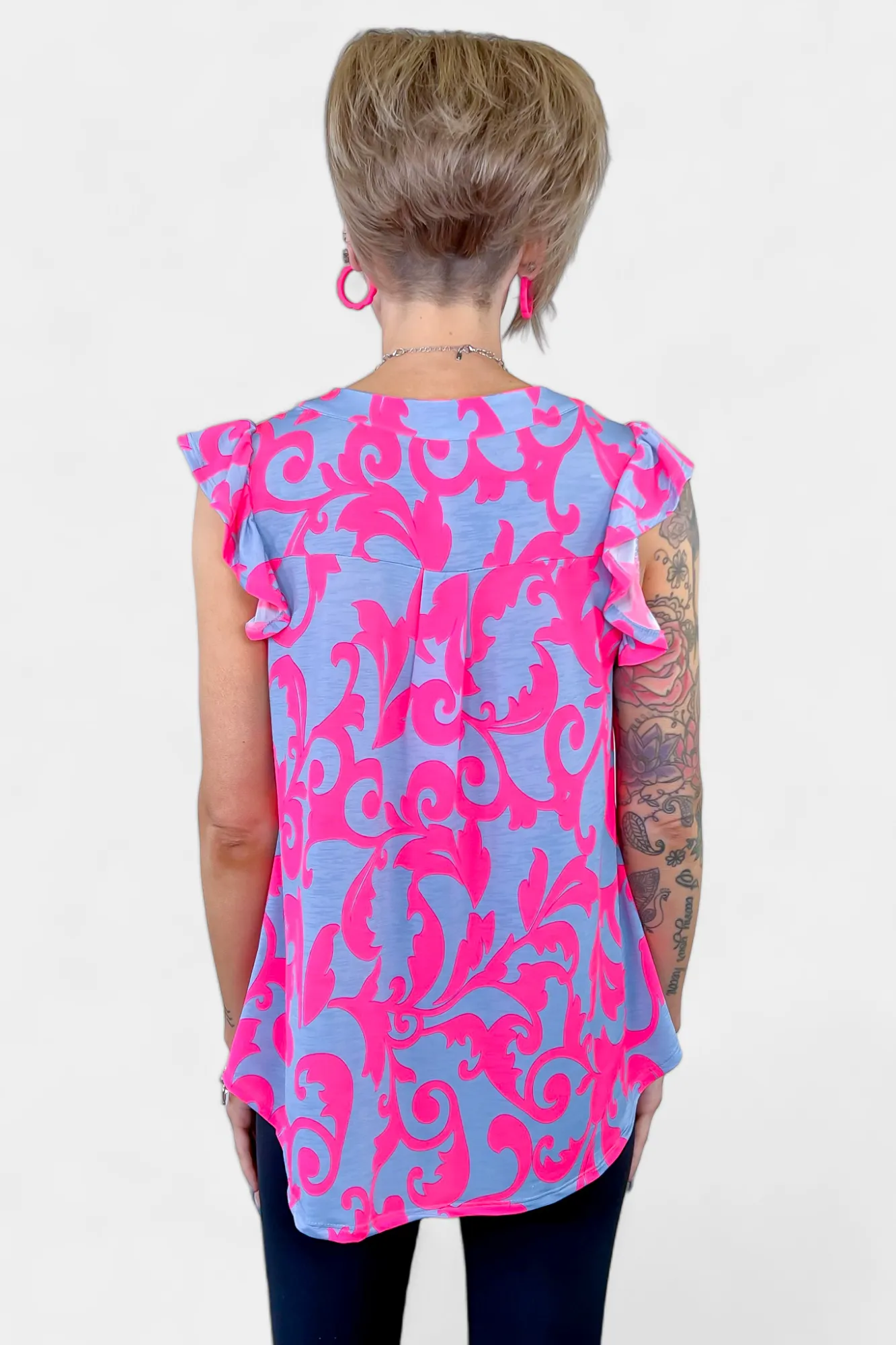 Lavender Damask Lizzy Flutter Sleeve Top sold by ZZs product image thumbnail 5